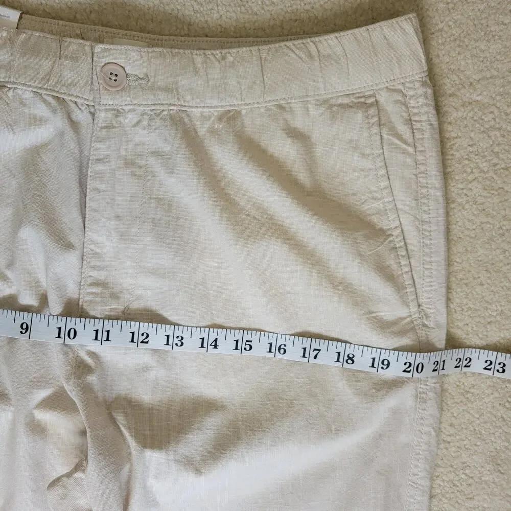 NWT H&M Size M Regular Fit Cotton Pants High Rise Straight Elastic Adjustable